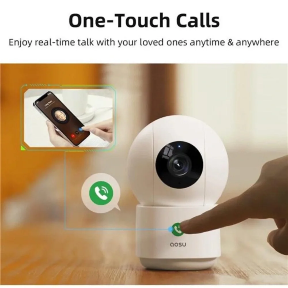AOSU Indoor 360 Camera with Night vision, charging cable & Free Mounts